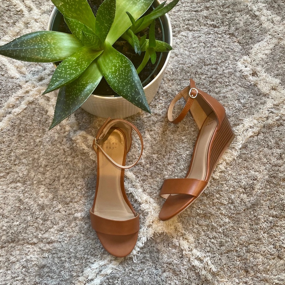 A New Day Tan Strappy Sandals - Size 7